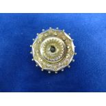 Victorian yellow coloured metal circular brooch ,A/F unmarked, approx. 5g