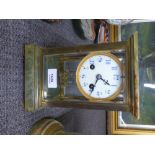 French Onyx and gilt 4 glass mantle clock with mercury compensated pendulum 24cm