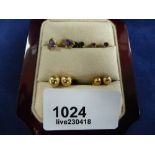 Collection of yellow coloured metal ear studs some stone set, gross weight approx 4g