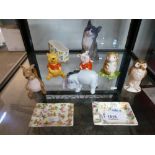 5 Winnie The Pooh figures by Walt Disney, Beatrix Potter figure and sundry