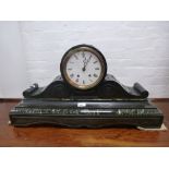 Large French marble and slate mantle clock 75cm
