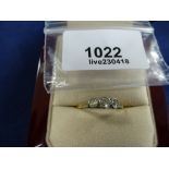 18ct yellow gold & platinum ring set with 3 diamonds, stamped 18ct & PLAT, size V, gross weight, 2.