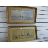 A pair of 19th Century watercolours by Vernon Harding of ships in seascapes