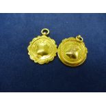 Two 9ct yellow gold medallions, each inscribed on the reverse and dated 1928 6.8g