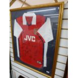 A 1990s Arsenal signed football shirt, framed