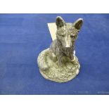 Silver model of a fox, Birmingham 1994, 9cm high
