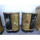 A pair of modern Oriental bedside ch of quatrefoil shape