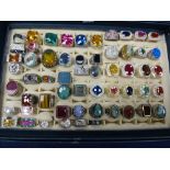 A Collection of modern dress rings including various stone set and silver examples approx 57