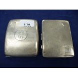 Two silver cigarette cases both with engine turned decoration and engraved with initials, 8.8 troy