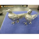 Pair of silver plated pheasants