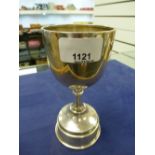 Plain silver goblet with turned column and weighted base, Birmingham 1930, 16.5cm high