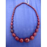 Cherry amber bead necklace 30cm long