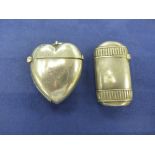 Late Victorian silver heart shaped va case, Sheffield 1897, together with a white coloured metal