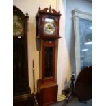 A reproduction mahogany longcase clock with glazed door, 203cms