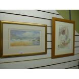 Pencil signed limited edition print of Breaking waves by David Rust & A watercolour of an African