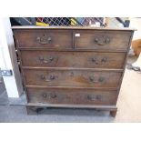 Georgian mahogany ch of 2 short and 3 long drawers on bracket feet, 111cm