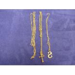 9ct yellow gold neckchain stamped 375, together with 2 other, 9ct yellow gold neckcain one with
