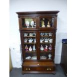 Antique mahogany display cabinet with 2 pairs of glazed doors with long