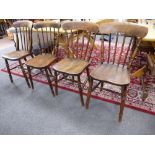 4 Similar stick back kitchen chairs with elm seats