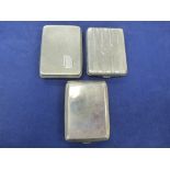 Three small silver cases, engine turned decoration and initials, Birmingham 1923 - 1932, approx, 3.6