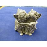 Silver model of 2 cats, Birmingham 1994, 6.5cm high