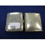Two plain silver cigarette cases both engraved with initials, 5.5 troy oz