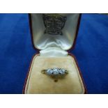 18ct yellow gold 3 stone diamond ring, stamped 18ct size O