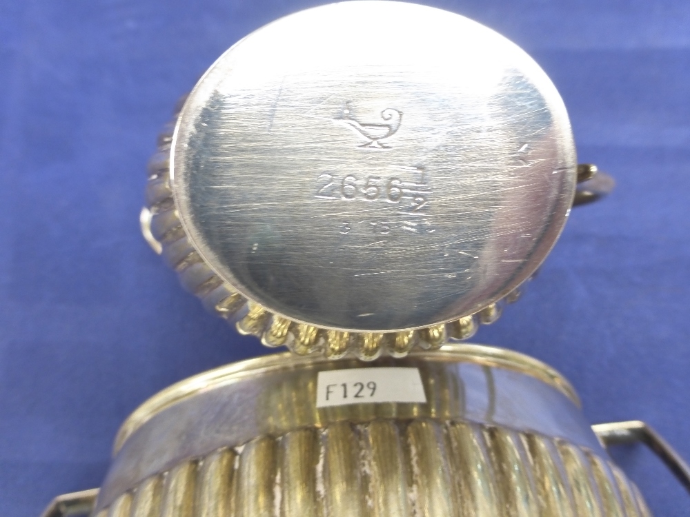 Edwardian silver double handled sugar bowl with half gadroon decoration, Sheffield 1903 and a - Image 3 of 4