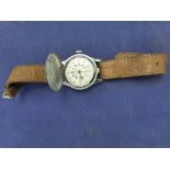 Gents vintage Smiths Braille wristwatch in a chrome case with English movement, tan leather strap