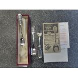 Two silver spoons to commemorate the Queen's Silver Jubilee 1952-1977 and a Victorian silver fork