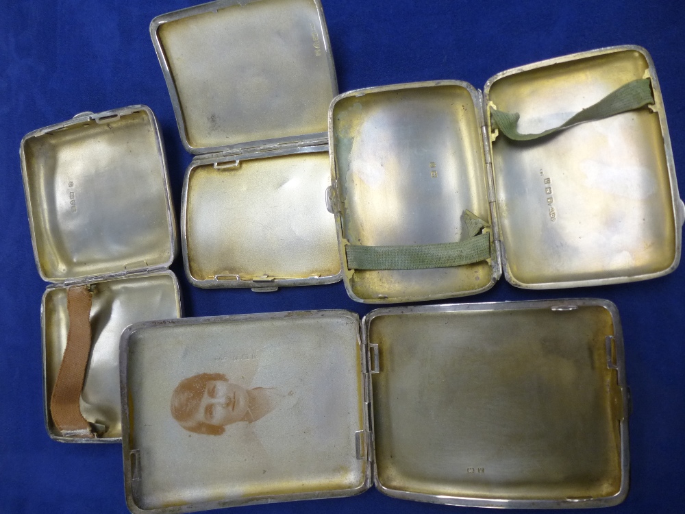 Four silver cigarette cases two with presentation inscriptions, 6 Toz and two with engine turned - Image 2 of 2