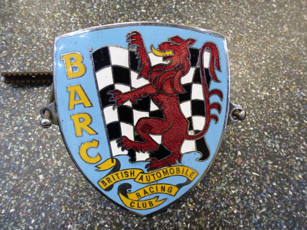 BARC enamel & chrome car badge for British Automobile Racing Club