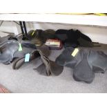 Five various horse saddles to include a 17.5 English leather a Crosby 17.5 and a Griffin