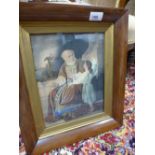 An 19th Century coloured print o two figures in rosewood frame