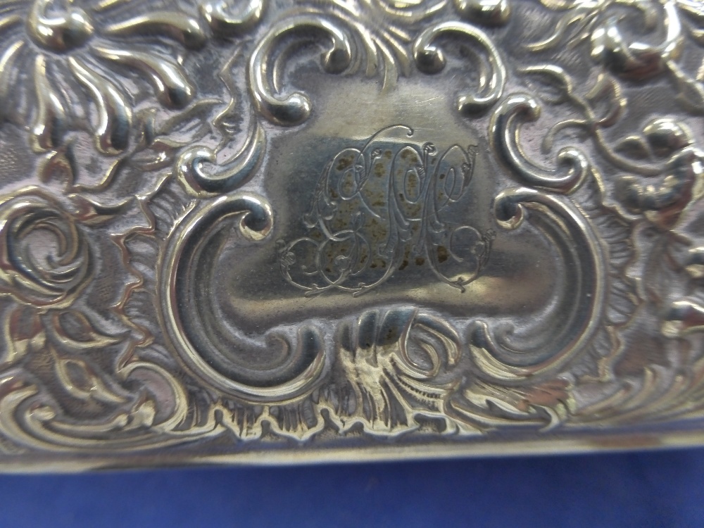 Edwardian silver backed 4 piece dressing table set embossed with cherubs and vines, together with - Image 2 of 2