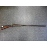 Antique Middle Eastern percussion musket with slightly flared steel barrel, C.1870