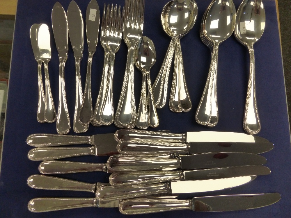 Quantity of good quality Italian silver plated stainless steel cutlery by Sambonet, 'Perles' design,