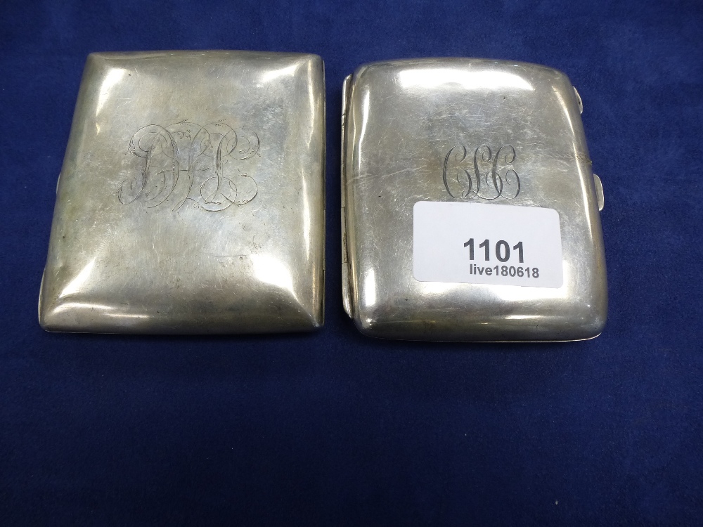 Two silver cigarette cases both engraved with initials approx 5.5 Toz