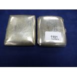 Two silver cigarette cases both engraved with initials approx 5.5 Toz