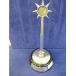 Silver trophy 'The Vaux Award 1974' 27cm high including ebonized base