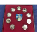 Collection of 9 Solid sterling silver medals to commemorate the Falkland Islands campaign, limited