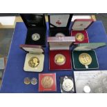 Collection of silver commemorative coins including 100th Anniversary of the first World War,