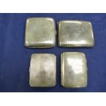 Four silver cigarette cases two with presentation inscriptions, 6 Toz and two with engine turned