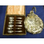 Set of 6 cased silver coffee spoons, Sheffield 1928, together with a liberty and Co silver plated