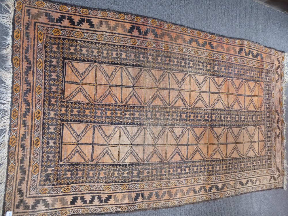 An old Afghan rug with Zip Zag decoration 198x116cm