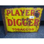 Vintage metal and enamel advertising sign for Player's "Digger" Tobacco, 30cm wide