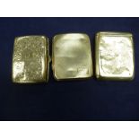 Two silver cigarette cases, 4.6Toz together with an Oriental white coloured metal example engraved
