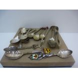 Small quantity of silver including sugar tongs, coffee spoons A/F, souvenier together with silver