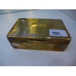 Silver covered cigarette box inscribed 'H Barnard' with b wishes from the staff of the editorial and