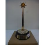 Silver trophy 'The Vaux Award 1974' 27cm high including ebonized base